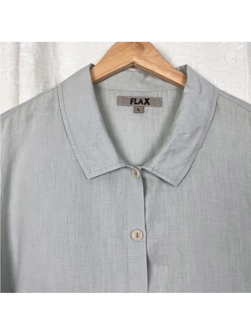 Flax linen dove gray button-down oversized lagenlook blouse Large